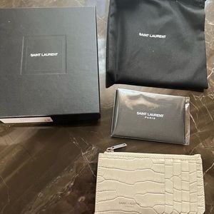 Slightly used, ysl credit card holder with zipper